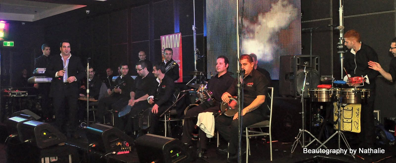 The AMW traditional ensemble — buzuq, violin, qanun, keys and Lebanese percussion